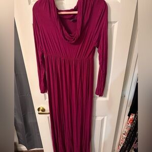 Elegant Magenta Long Sleeve Dress